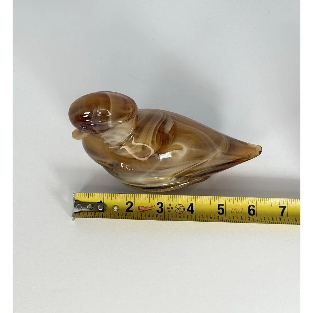 Imperial Glass Slag Duck Figurine Heisey Caramel Slag Wood / Mother Duck 4.5”x6”